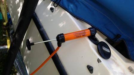 Hand fuel pump used to drain tank