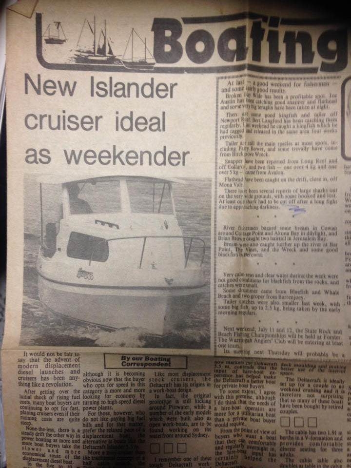 Old newspaper clipping from Boating 1981